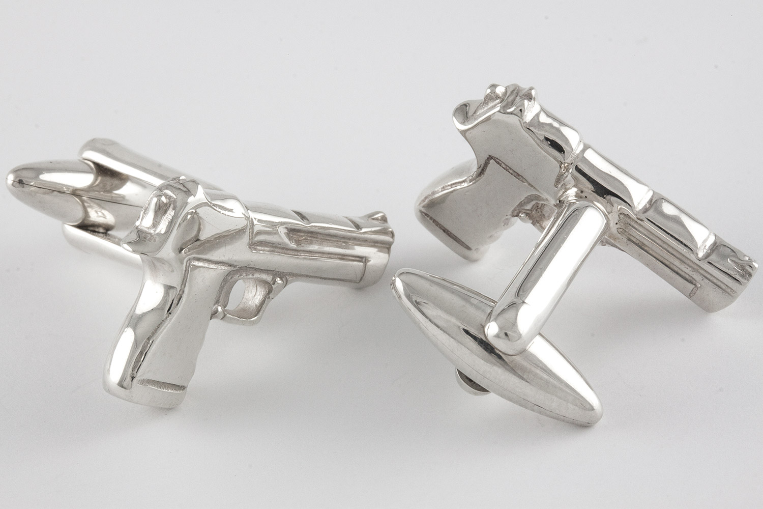 Gun Cufflinks, handcrafted from Sterling Silver .925, personalized