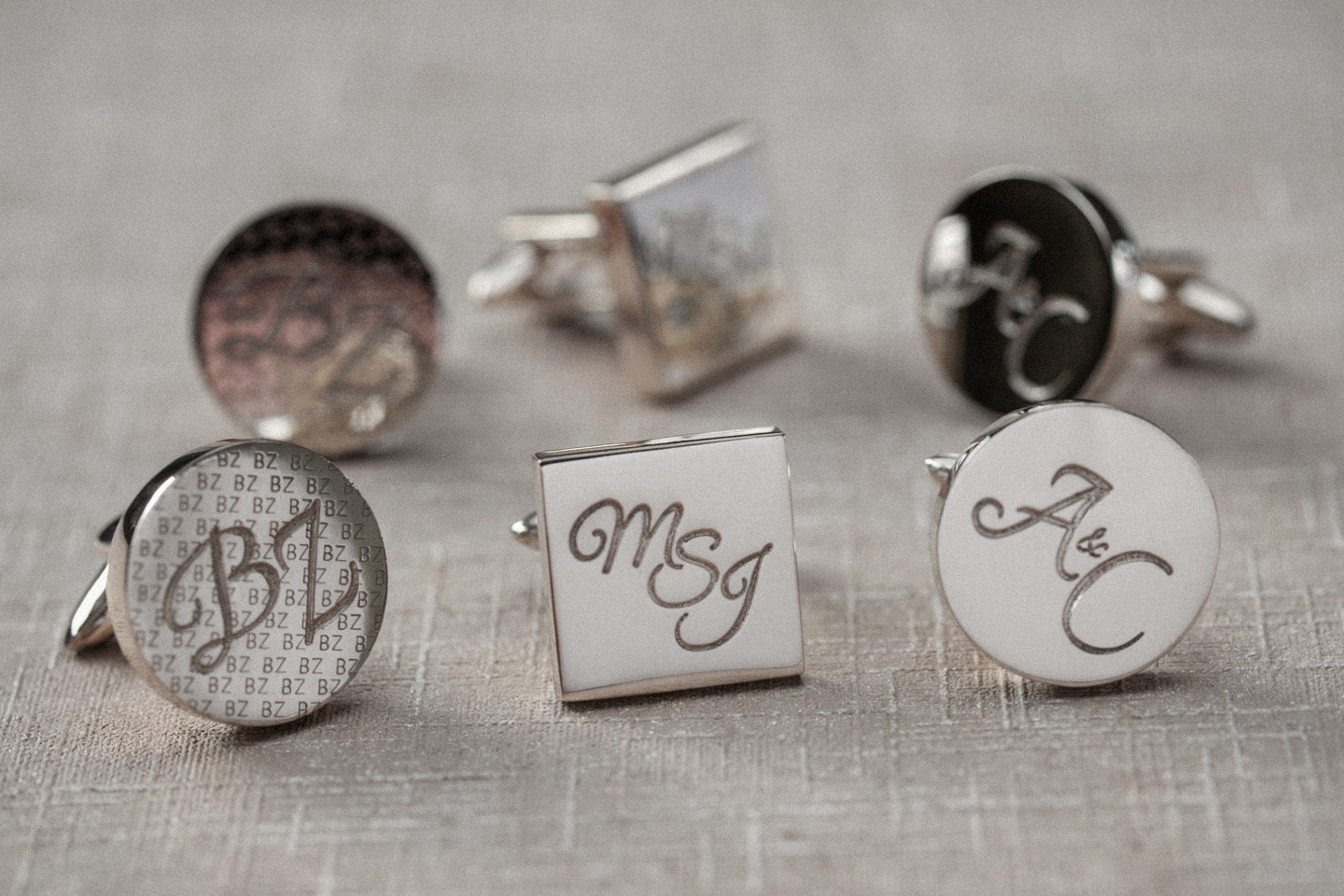 Groomsmen cufflinks in sterling silver, engraved to order by ZAUNICK