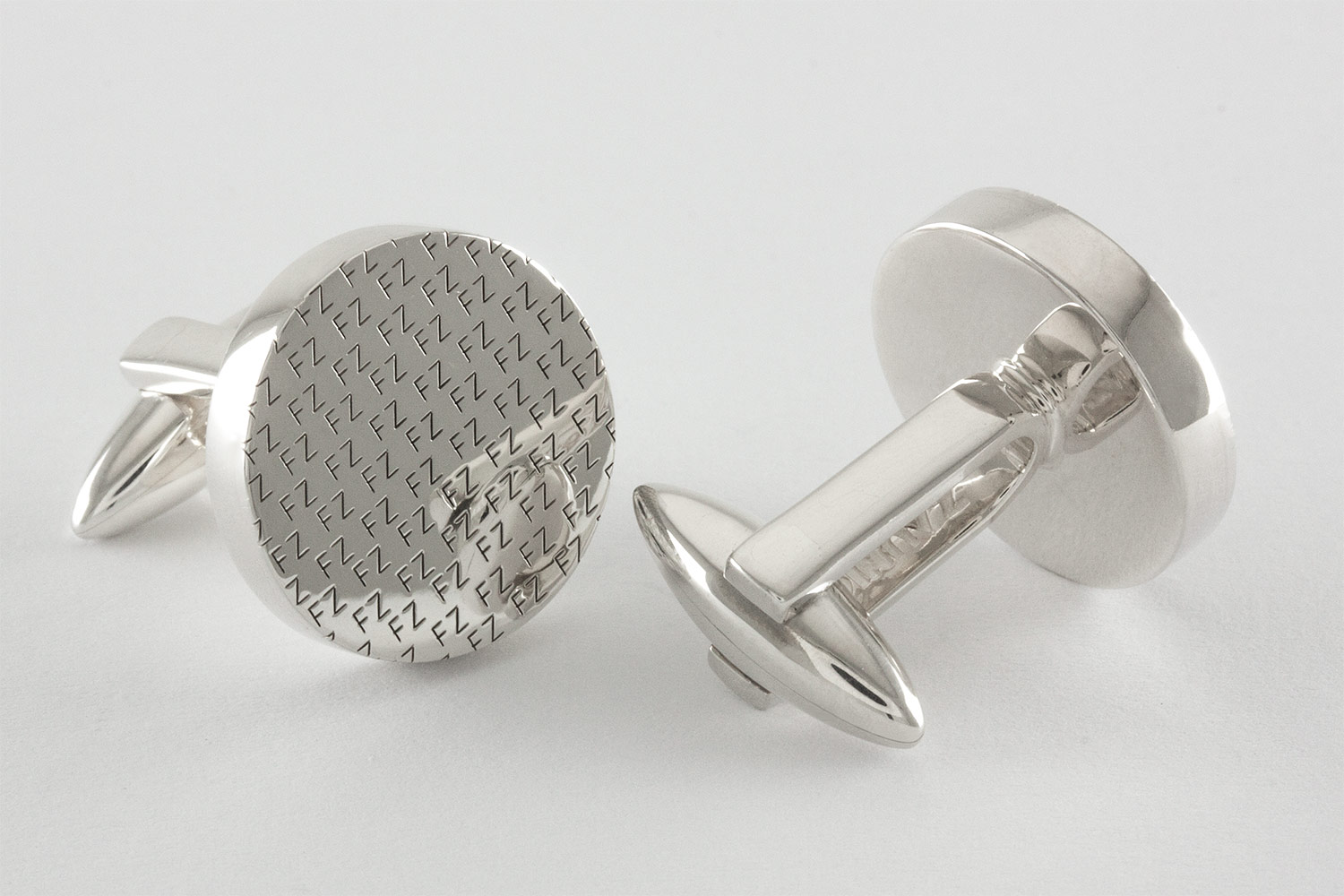 Monogram Cufflinks with engraved initials in Sterling Silver