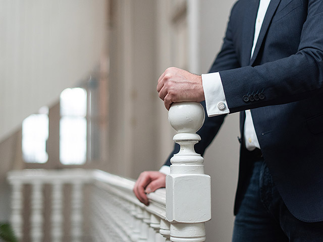 Cufflinks on suit