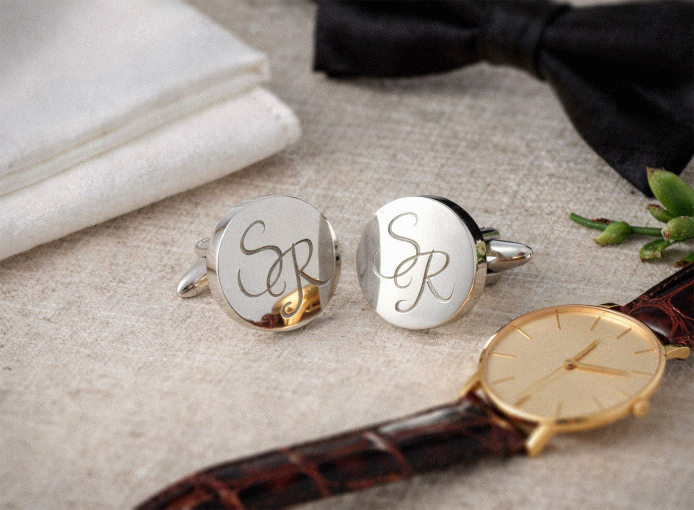 Father of the bride cufflinks in sterling silver, engraved to order by ZAUNICK